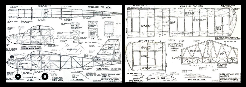 RC Plans and Patterns + instructions KADETITO ideal beginners model Wingspan 39"