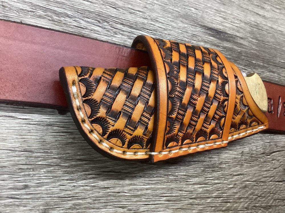 Leather Folding Knife Sheath Horizontal Buck 112 Size (Sheath Only)