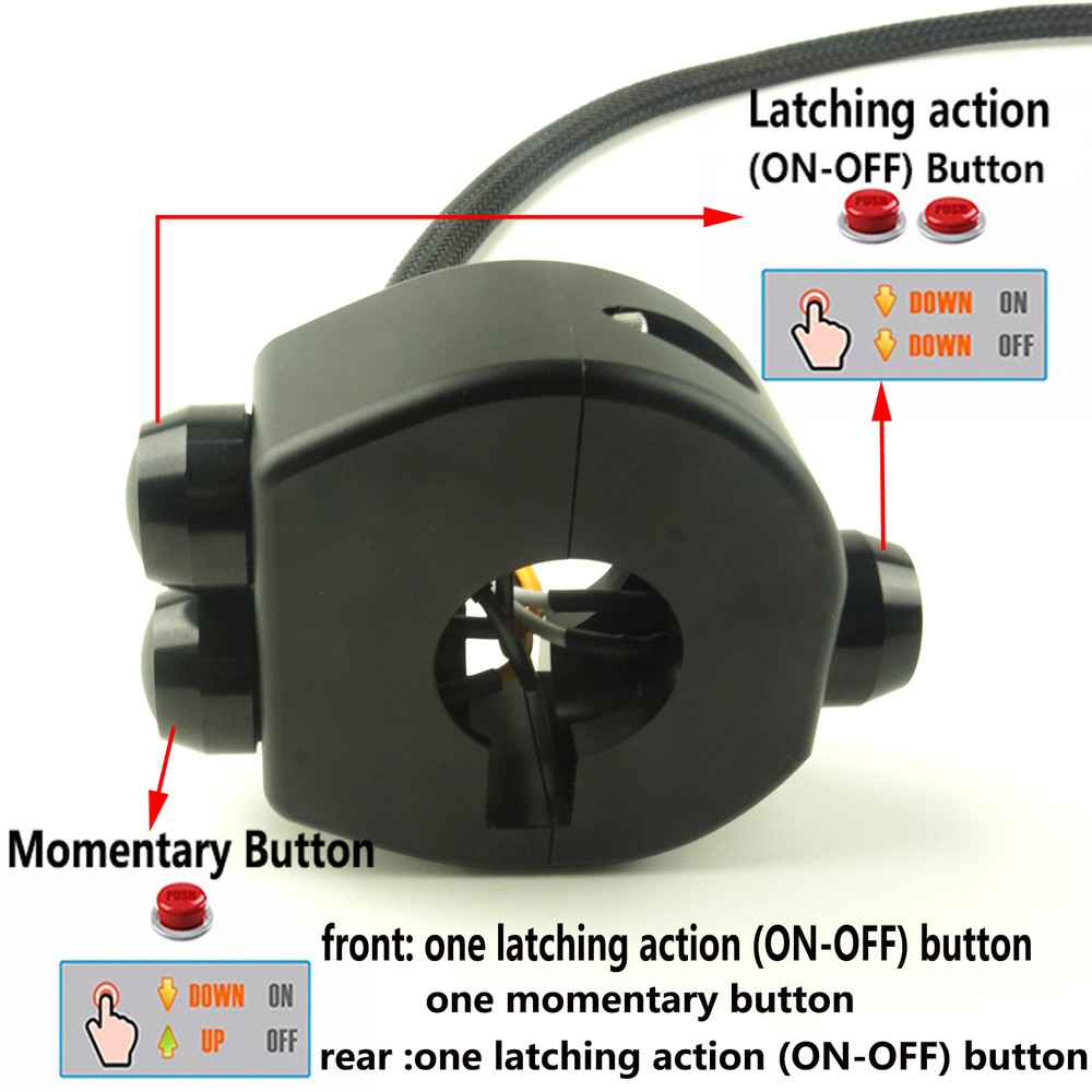 3 Buttons Aluminum Motorcycle Handlebar Switch Headlight Start Kill Horn Control