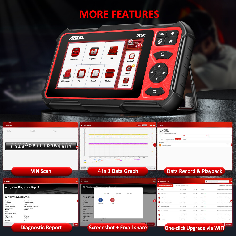 ANCEL DS300 Bidirectional Tool OBD2 Scanner Diagnostic FCA Autoauth ECU Coding