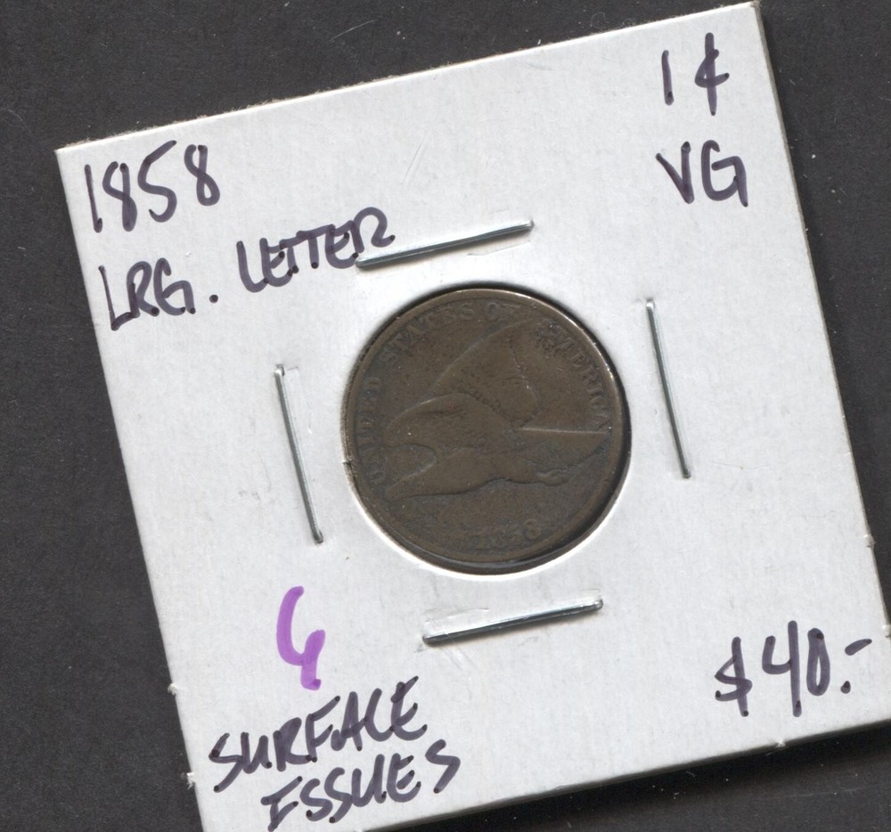 1858- Flying Eagle- 1 Cent- VG- Surface Corrosion