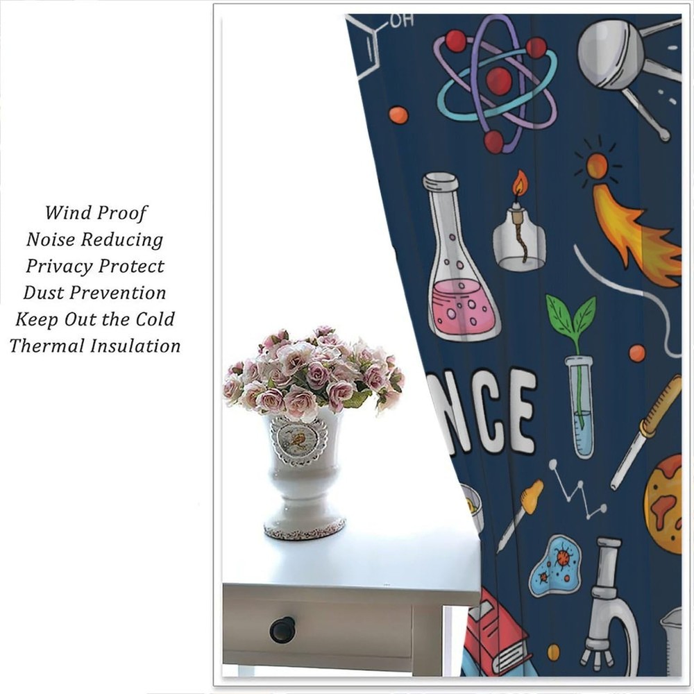 Science Physics Window Curtains, Abstract Math Chemistry Curtain Scientist Gr...