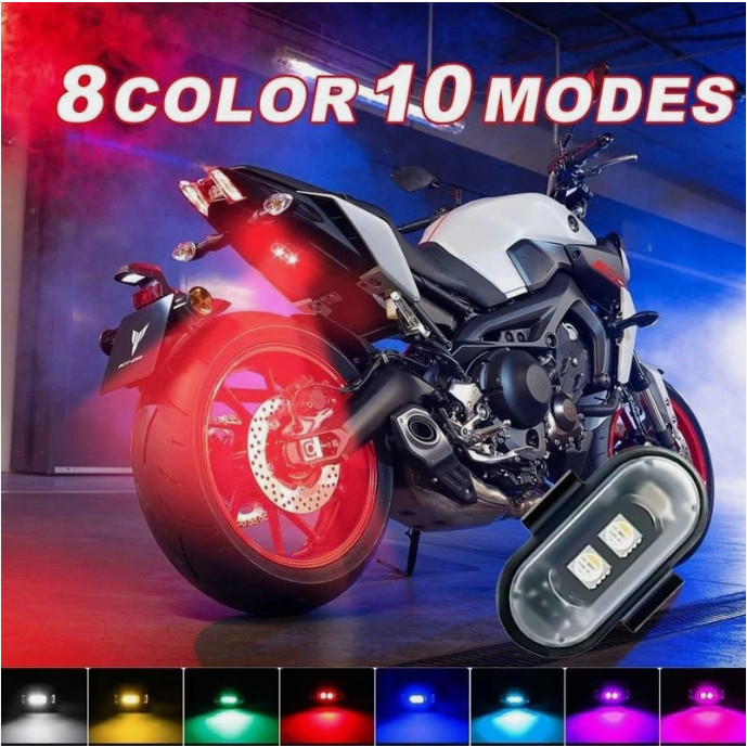 Wireless Rechargeable Strobe LED Lights, Waterproof Remote Control, 8 Colors