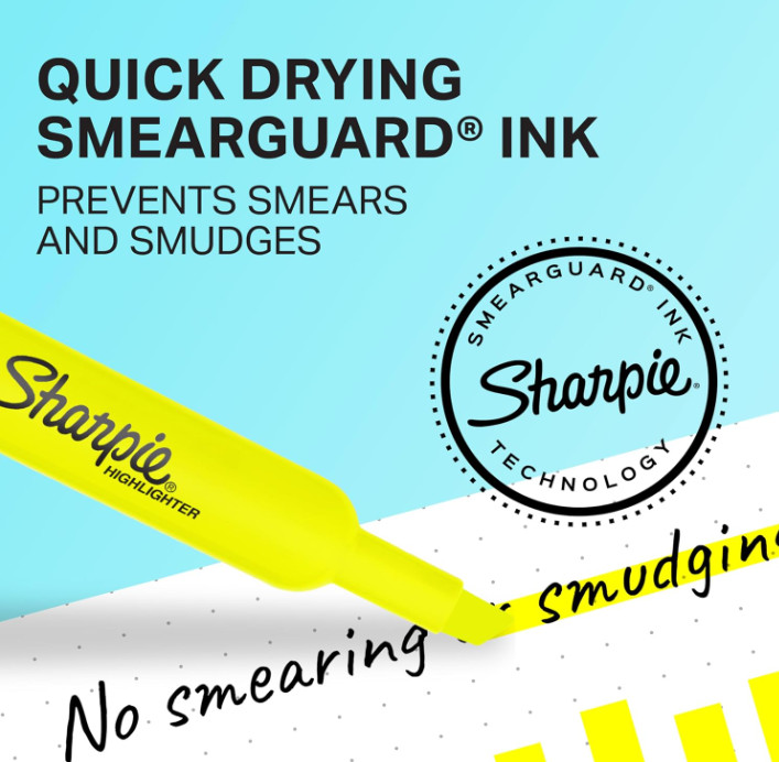 SHARPIE Tank Style Highlighters, Chisel Tip, Fluorescent Yellow, 4 Count