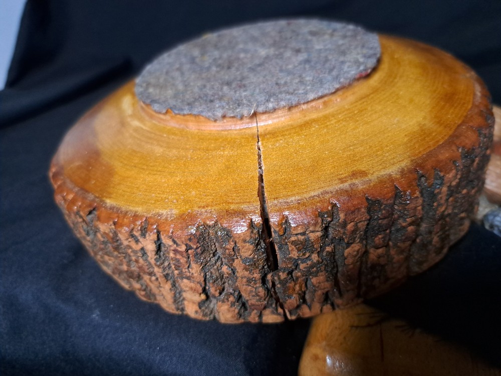 VTG Ellwood Rusticware Nutcracker Tree Bark Bowl w/ Utensils & Nuts