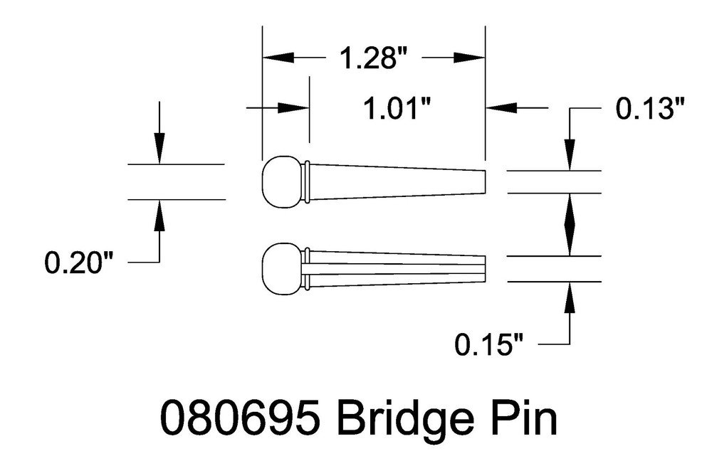 Bridge Pin Set White 6 String 5mm Slotted Bulk 60 Pack 080695WH-60P