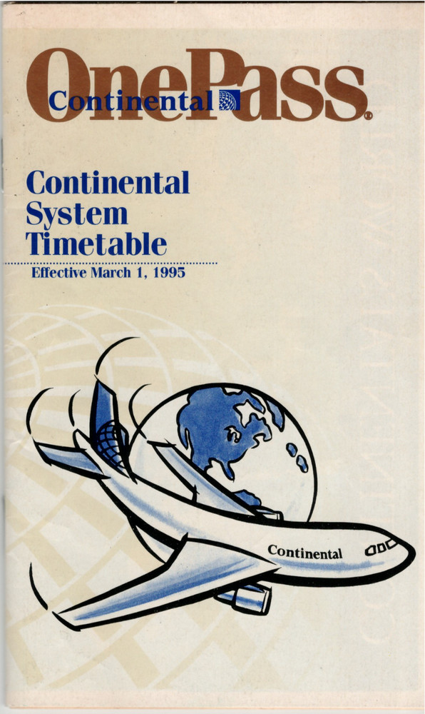 Continental Airlines System Timetable - March 1, 1995