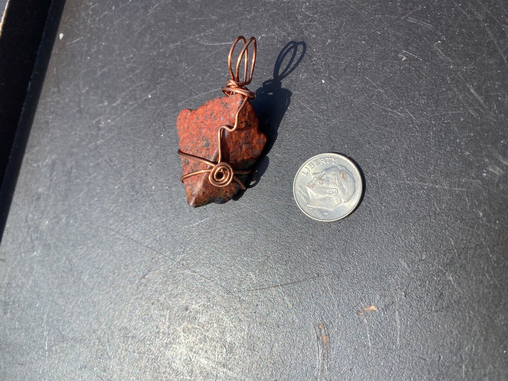 Natural Crimson Cuprite Copper Wrapped Pendant