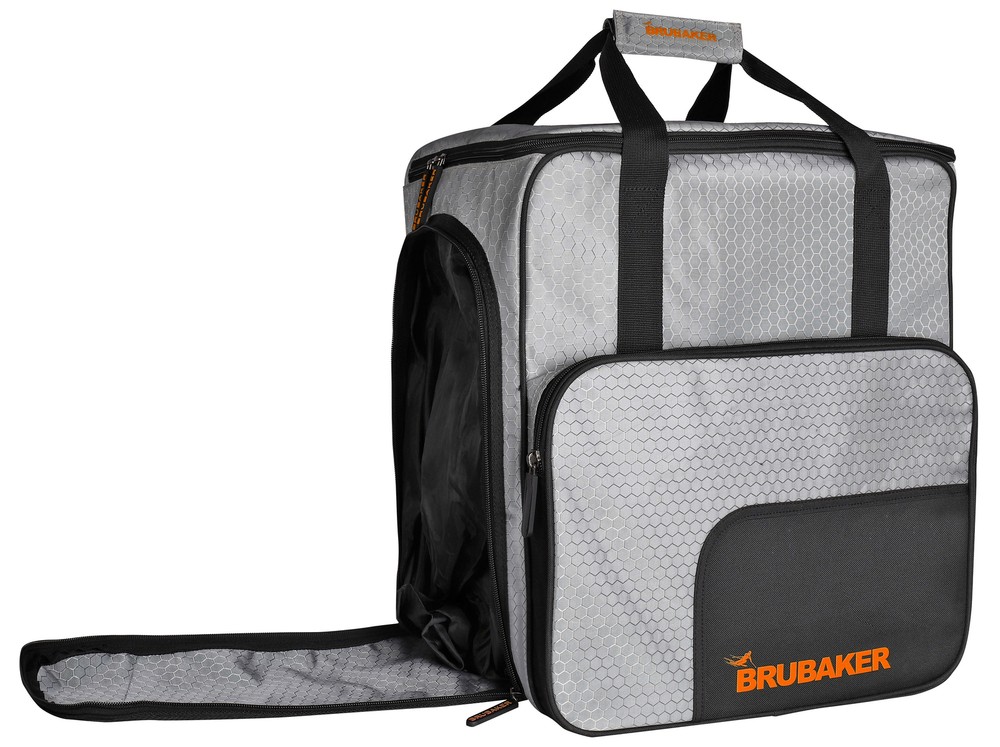 BRUBAKER Ski Bag Combo Tec Pro - Boot Bag and Ski Bag - Silver/Orange