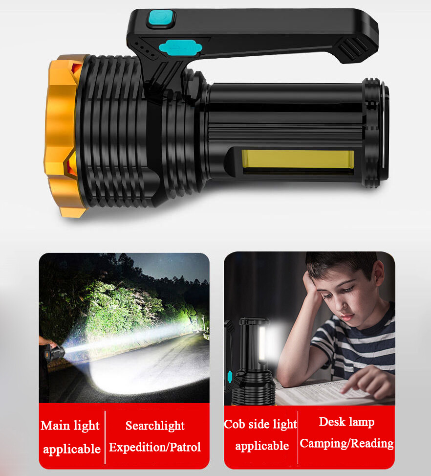 Super Bright LED Flashlight Torch USB Rechargeable Searchlight Built-in Battery