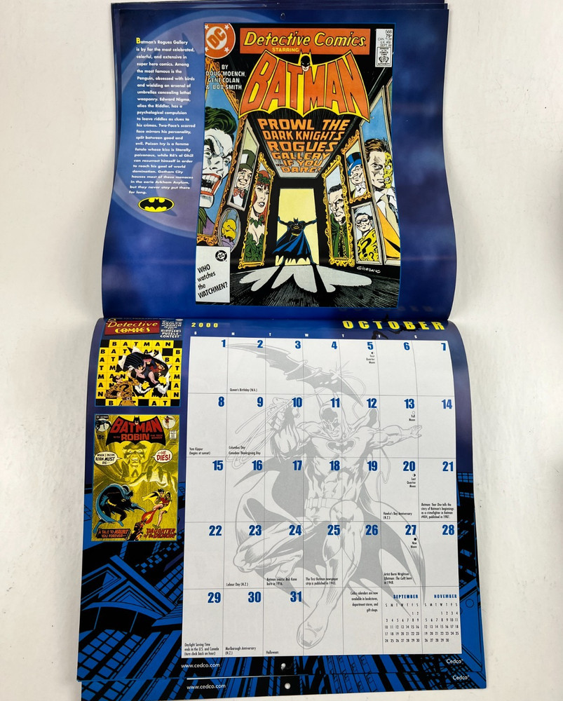 2000 Batman Calendar, DC Comics, No Marks 12"x12"