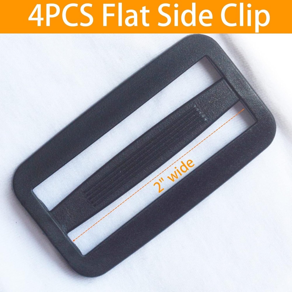 2pcs Heavy Duty 2" Side Release Buckles - Adjustable Plastic Clips Straps 50MM
