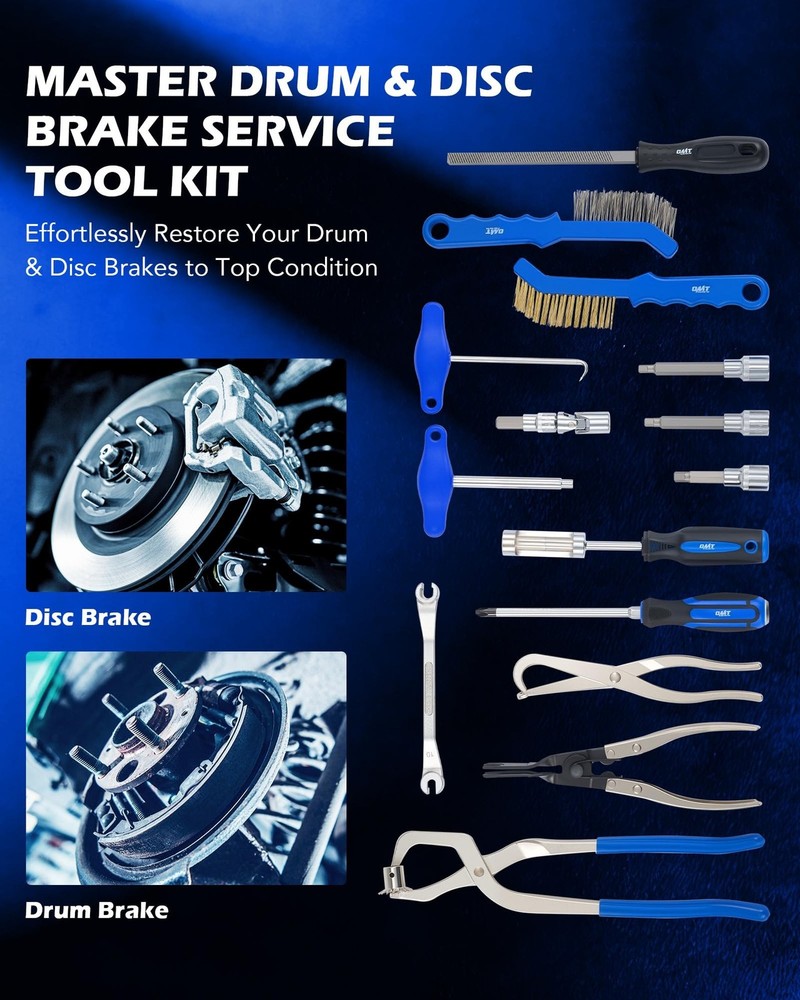 Orion Motor Tech 15pc Master Drum Disc Brake Tool Kit Spring Pliers