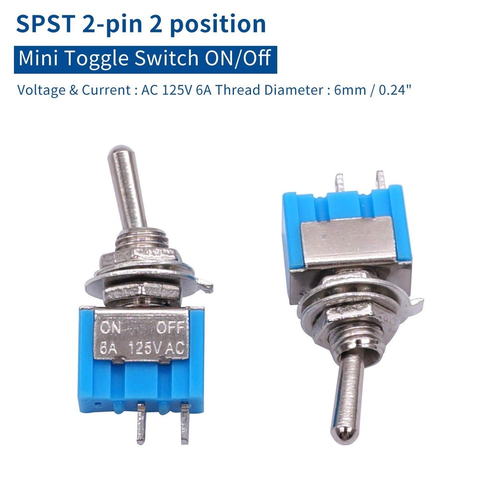Taiss 10PCS SPST Mini Toggle Switch 2 Pin 2 Position ON/Off Miniature Toggle ...