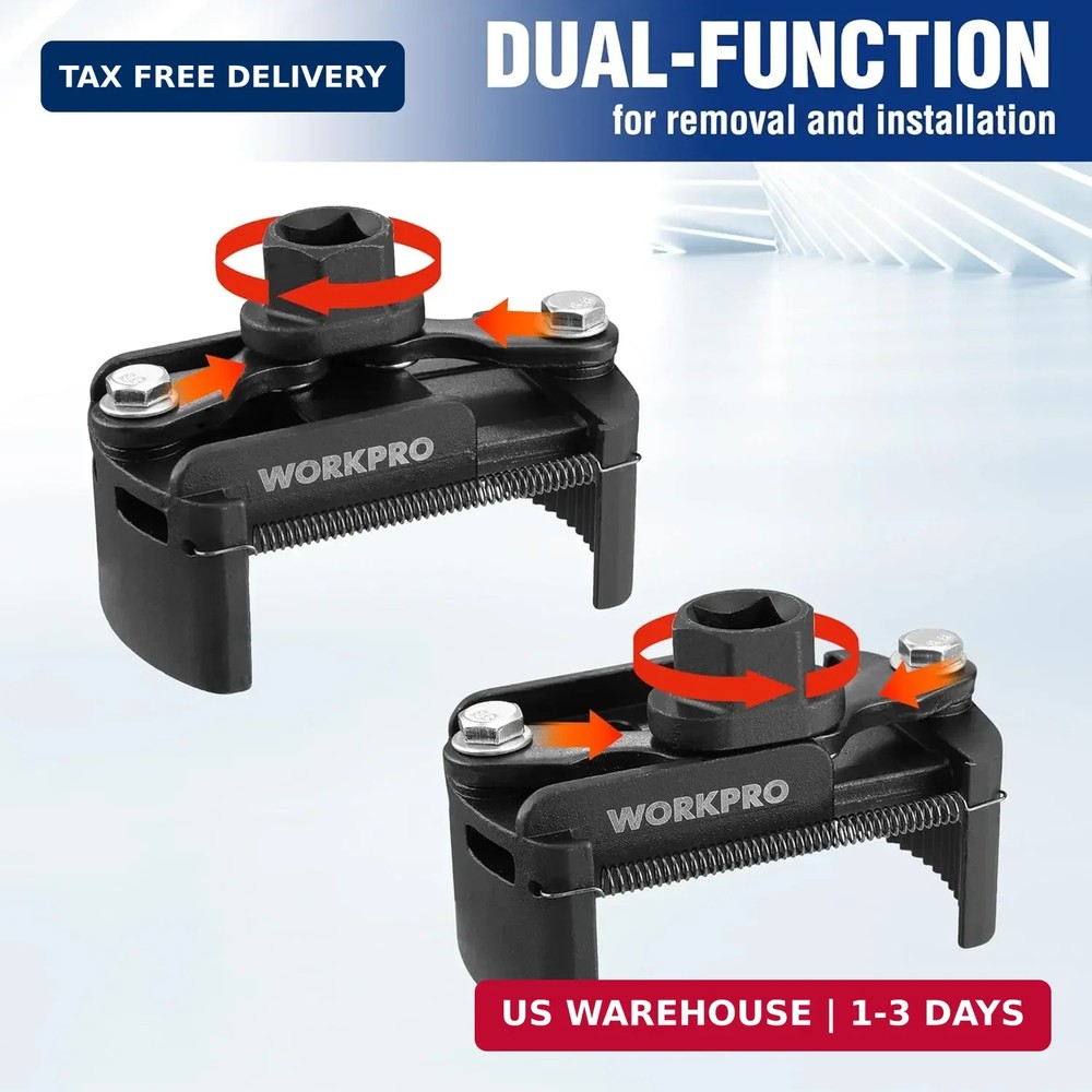 WORKPRO Universal Oil Filter Wrench (60-80mm) Adjustable with Auto-Clamp Spring,