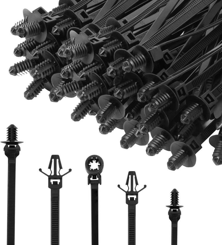 XINGO 210 PCS Universal Nylon Push Mount Zip Ties Assorted Sizes, Heavy Duty Nyl