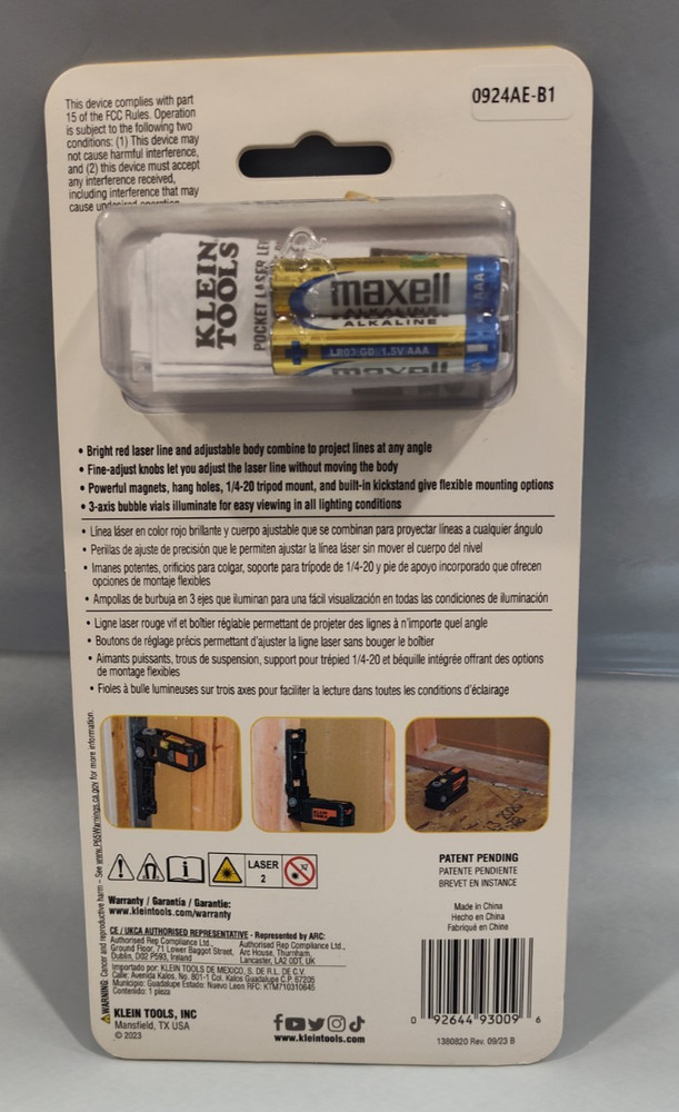 Klein Tools 93PTL Red Pocket Laser Level