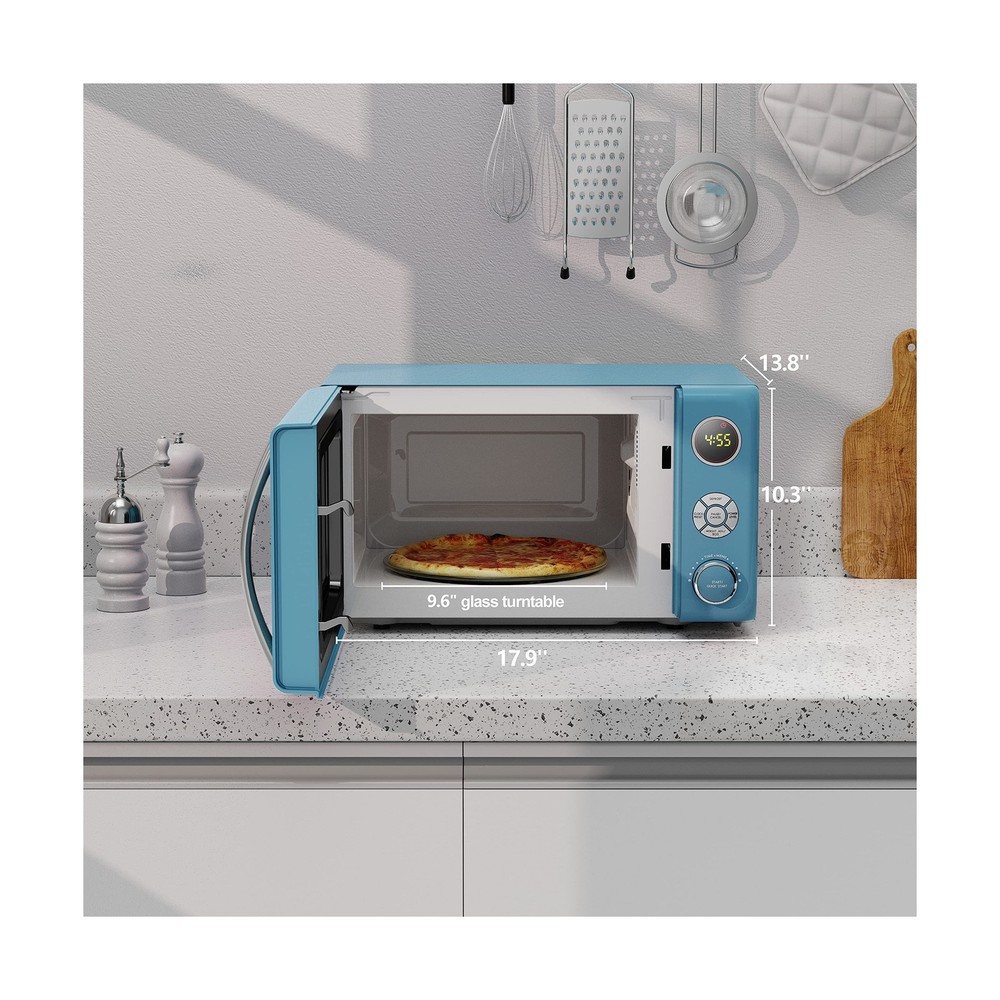 Galanz GLCMKA07BER-07 Retro Microwave Oven, LED Lighting, Pull Handle Design,...