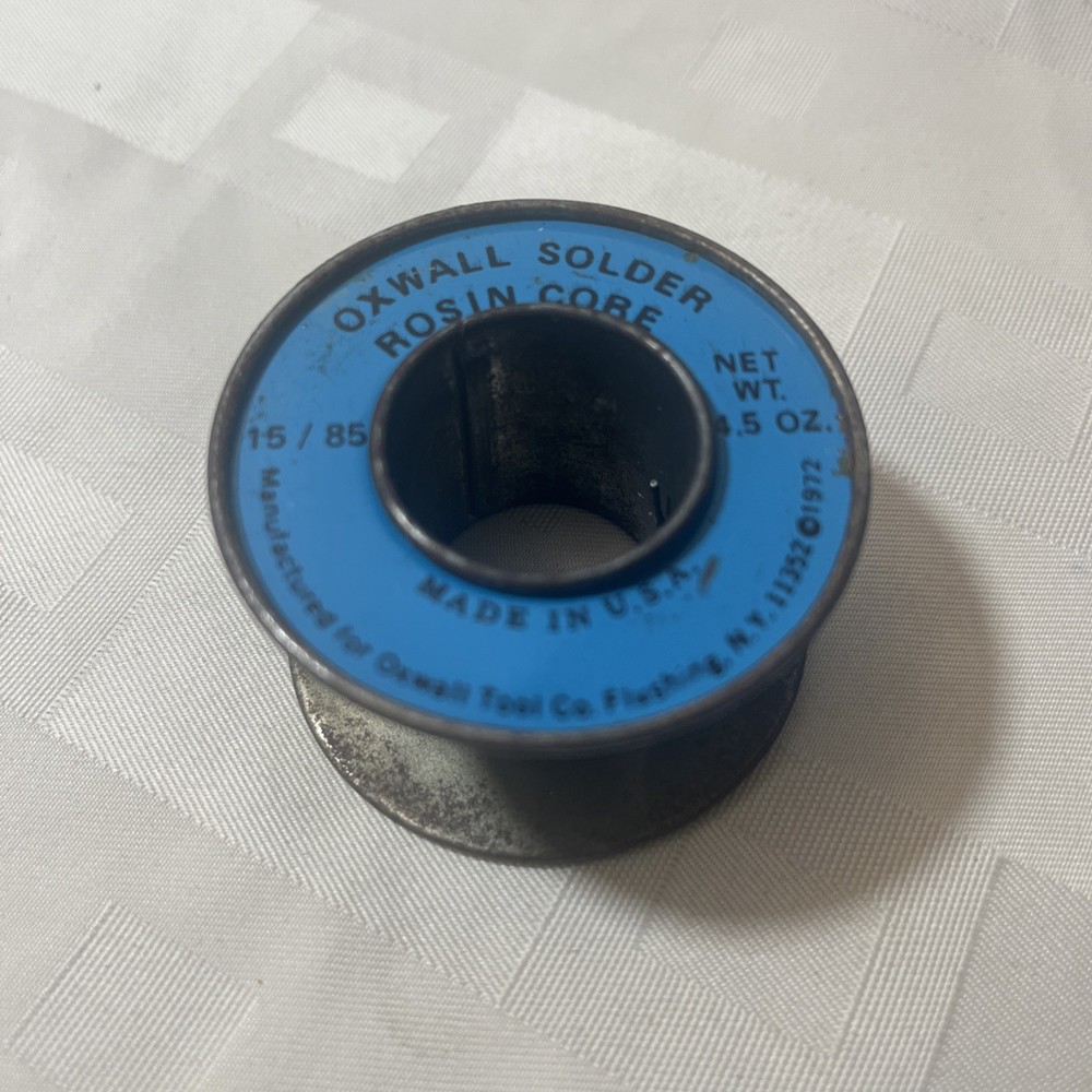 VTG 1972 Oxwall Solder Rosin Core Metal Round Roll Used