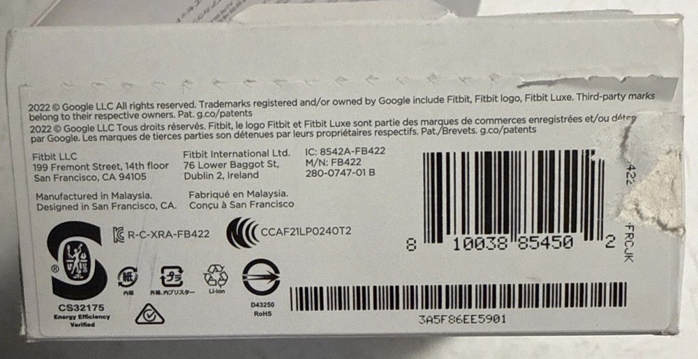 Fitbit Luxe Activity Tracker - FB422 (White) Untested Read Description