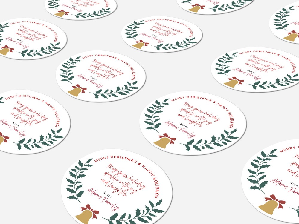 Personalised Christmas round sticker labels, custom stickers