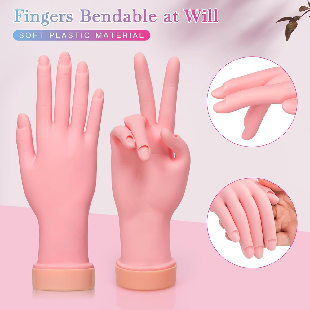 Nail Practice Hand for Acrylic Nails Mannequin Hand for Nails Practice Flex...