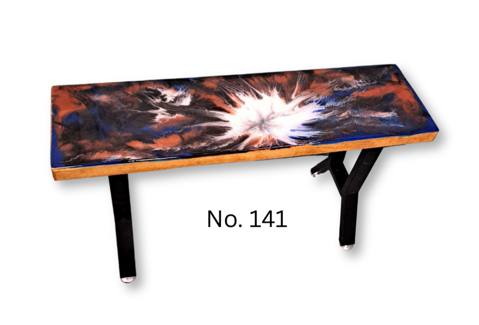 Functional Art Bench – Epoxy Top & Metal Legs (9" Series)