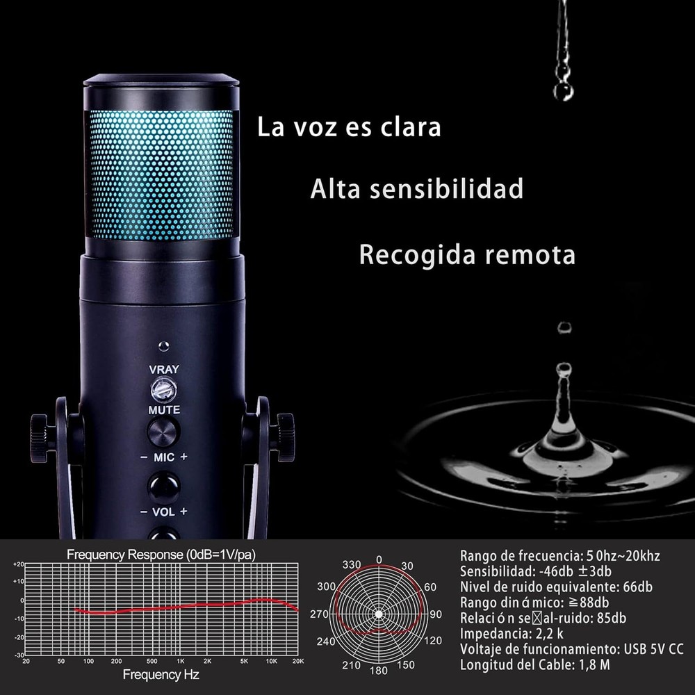 ZiZuuBar USB Microphone Desktop, Podcast Microphone, PC Gaming Mic