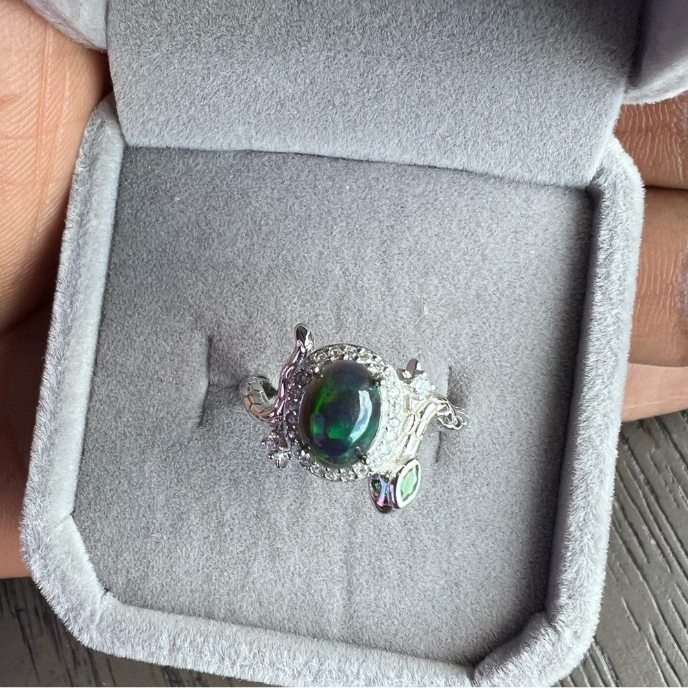 S925 opal ring ( adjustable)