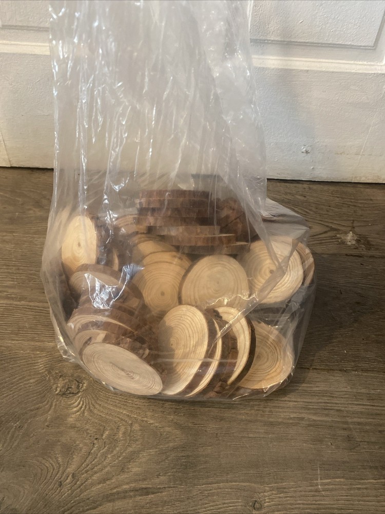 Rustic Natural Wood Slice Coasters 50pcs Set Real Tree Slices For DiY Projects