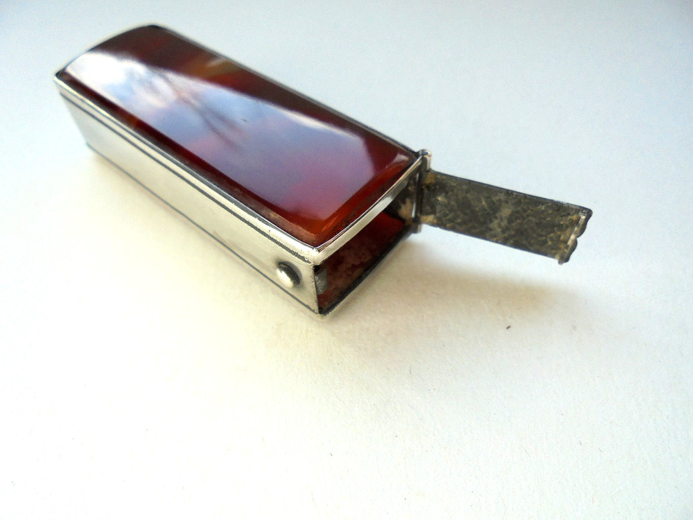 Antique Silver Agate Vesta Case