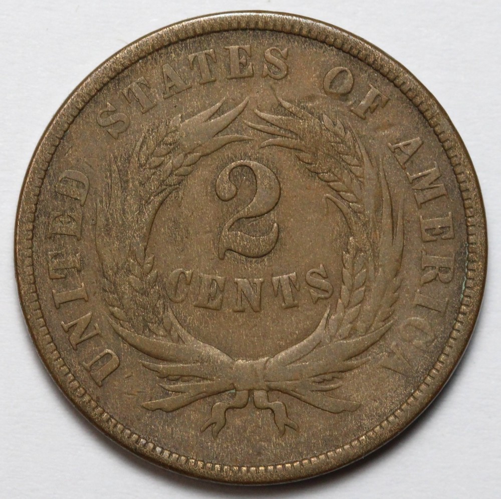 1865 2c Two Cent Piece FANCY 5 - RAW - Great Coin