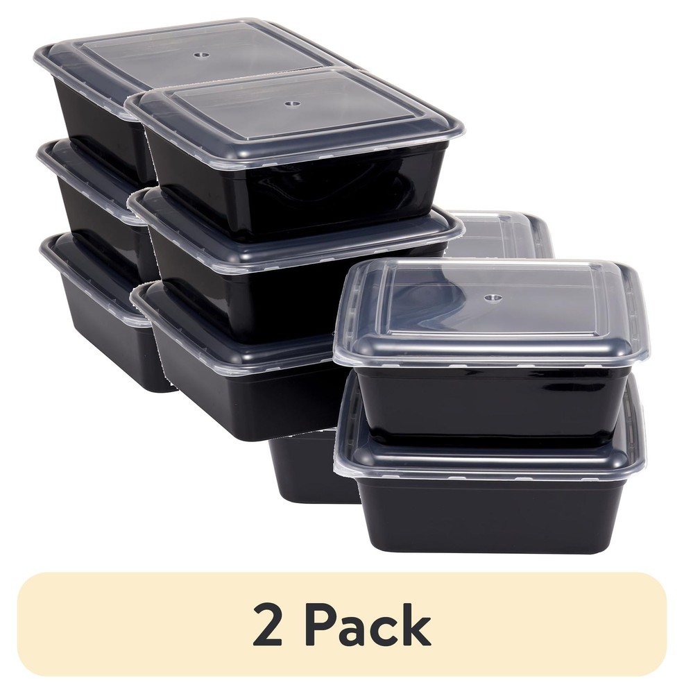 (2 pack)  8 Cup Tall Square Meal Prep Food Storage Container, 5 Pack