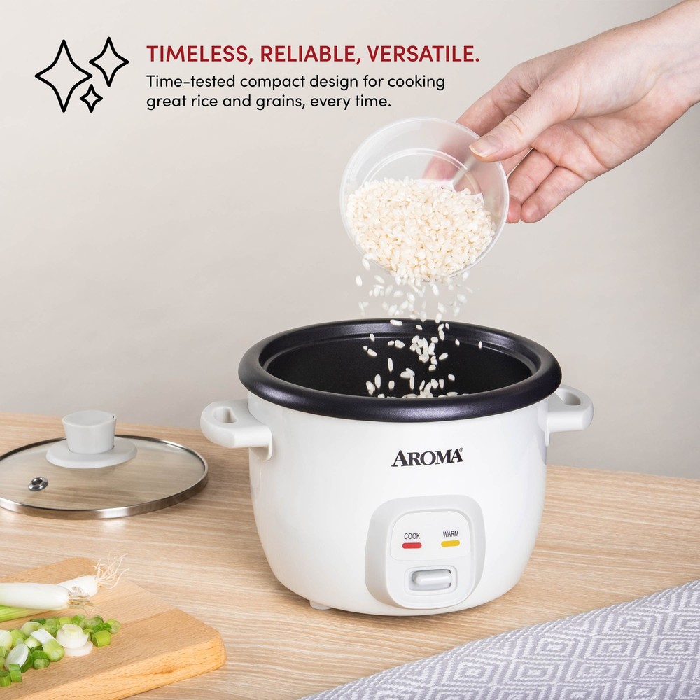 4-Cups Cooked / 1Qt. Rice & Grain Cooker White