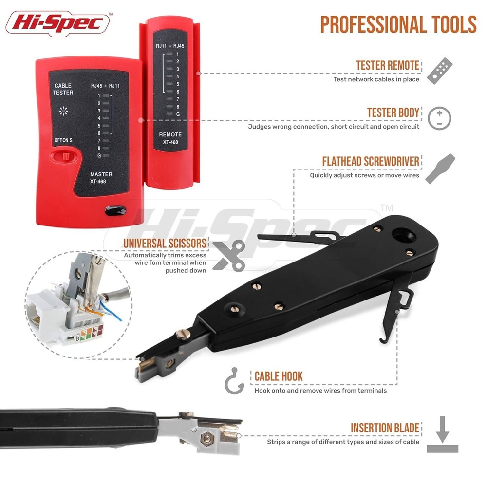 Lightweight Network Cable Tester Set: 9-Piece Crimping & Stripping Solutions