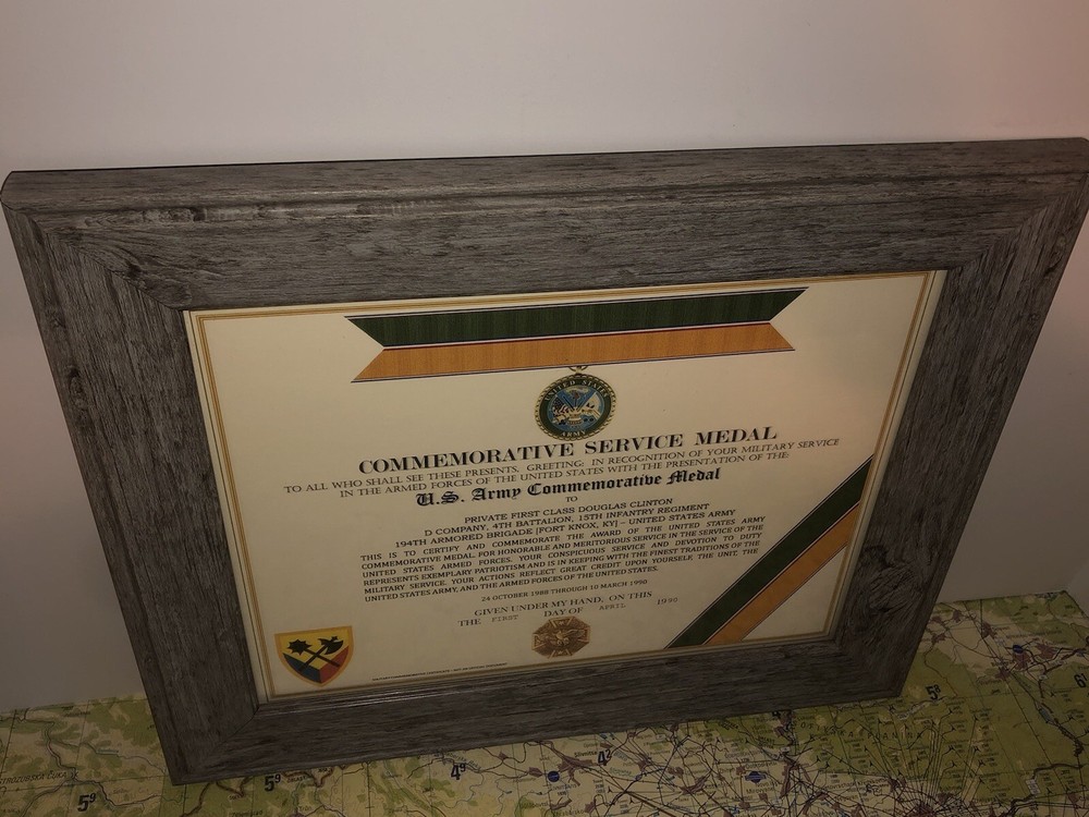 U.S. ARMY COMMEMORATIVE MEDAL CERTIFICATE ~ Type 1