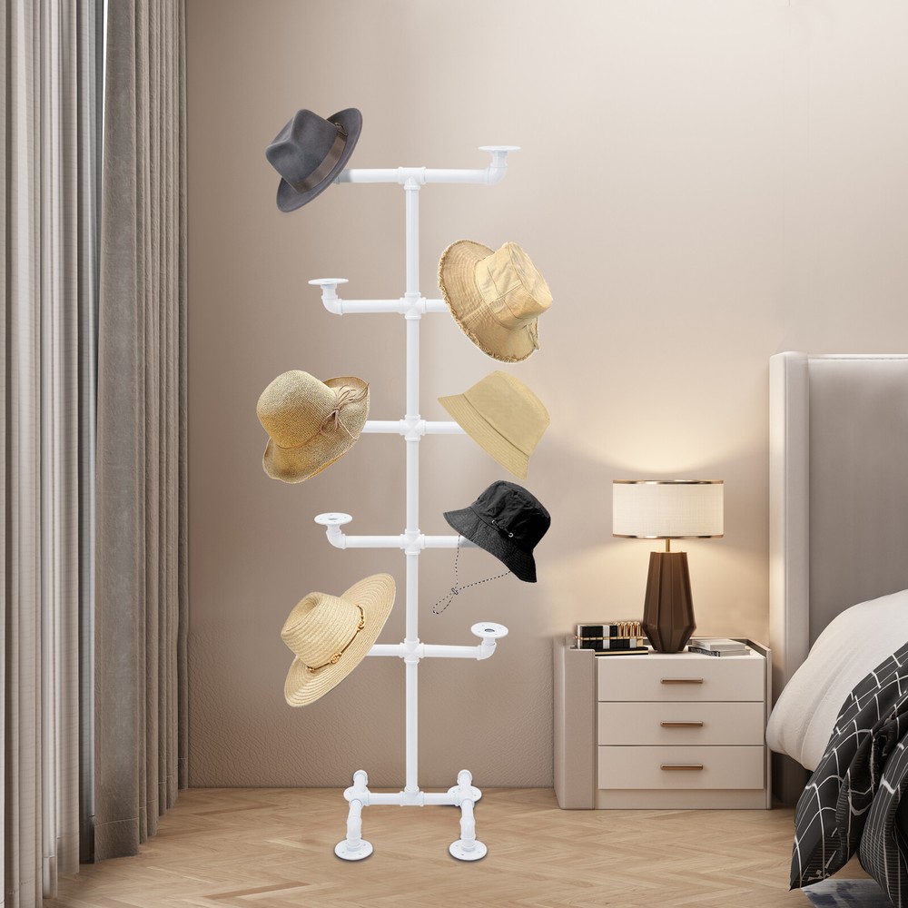 White Industrial Style Hat Stand Hat Display Rack Hat Storage Display Holder