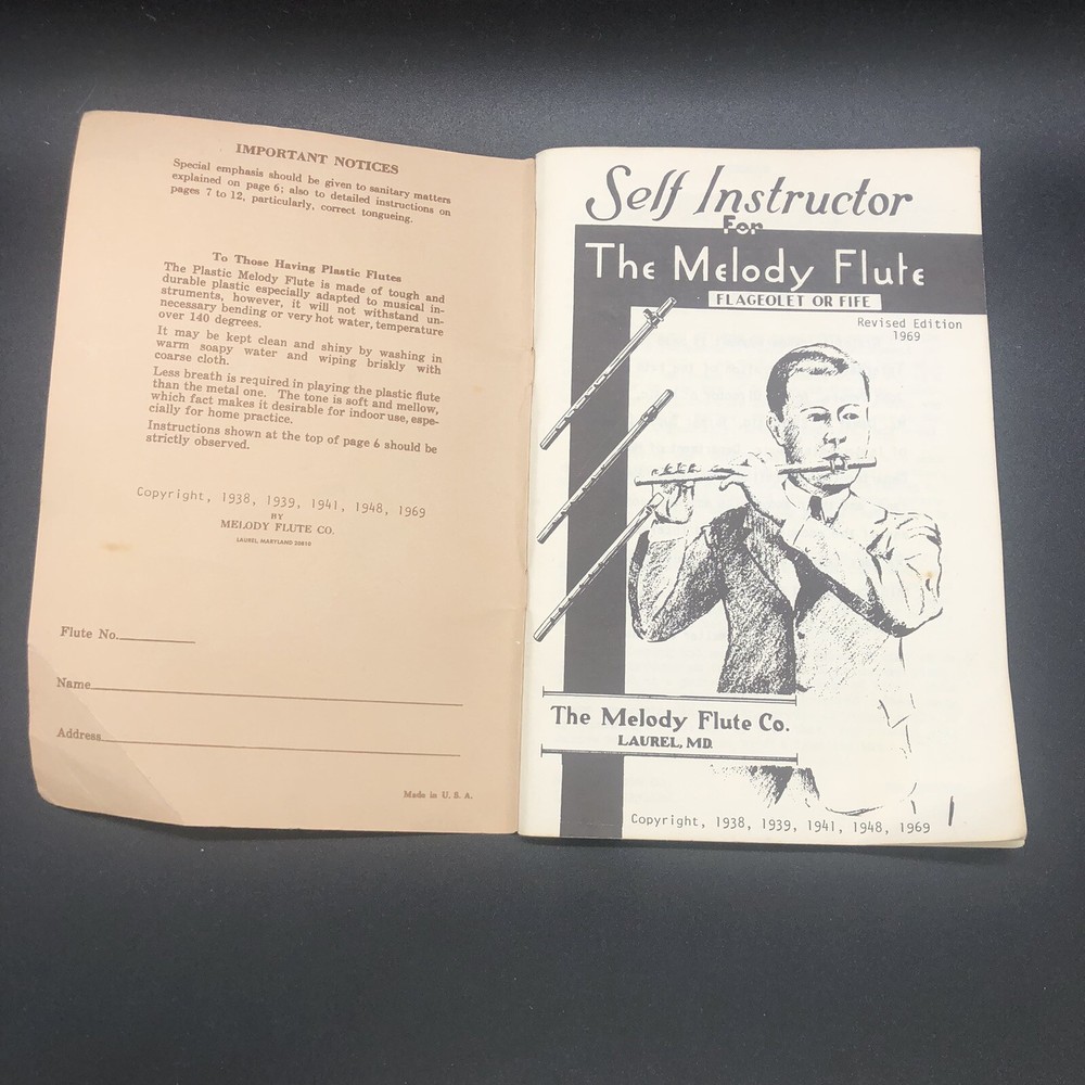 Melody Flutes Self Instructor Book Revised Edition 1969