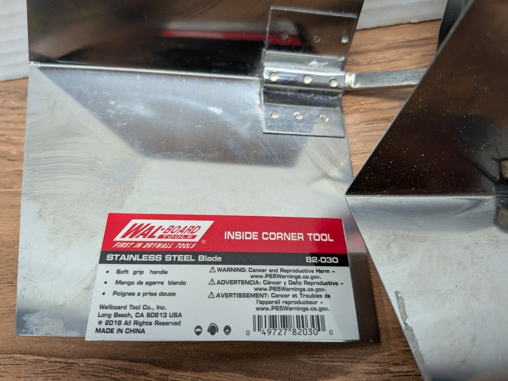 WAL BOARD TOOLS W/Extras 6.5” INSIDE CORNER TOOL 082-030