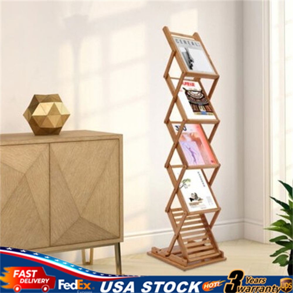 Foldable wood Book Rack Display Holder Stand, Magazine Brochure Rack Office