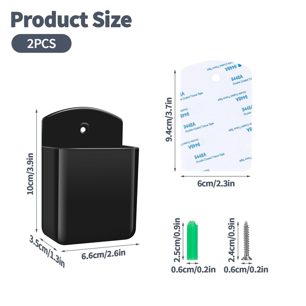 2 PCS Remote Control Holders Wall Mount, Self Adhesive Remote Control Holder