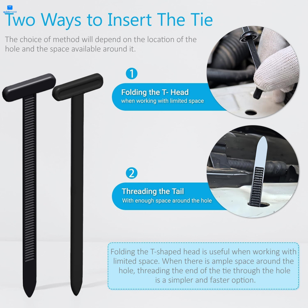 30PCS Nylon Universal Cable Tie Buckles, Multi-functional T Rivet Zip 30pcs