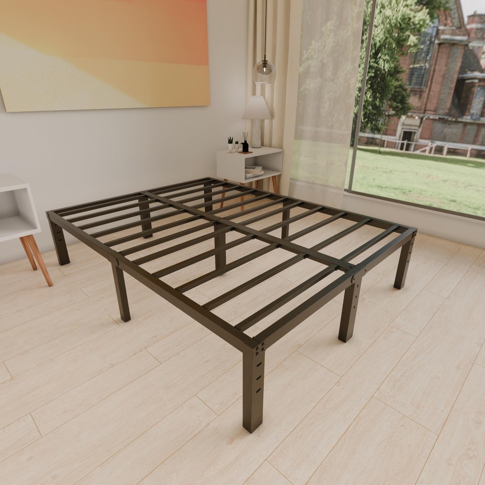 14 Inch Metal Full Size Bed Frame No Box Spring Needed - Easy Assembly Heavy ...