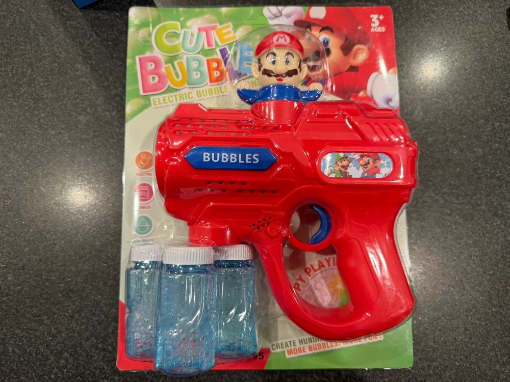 Mario & Luigi (2) Bubble electric Bubble Maker with Bubble Solution