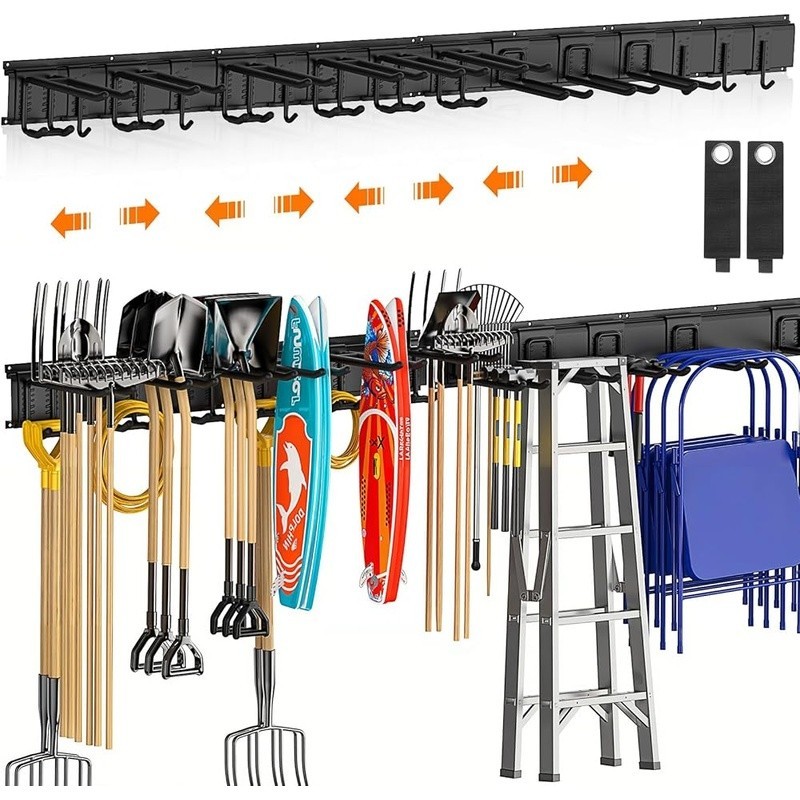 Heavy Duty Adjustable Tool Storage Rack Garage Wall Hooks Space Saving Organizer