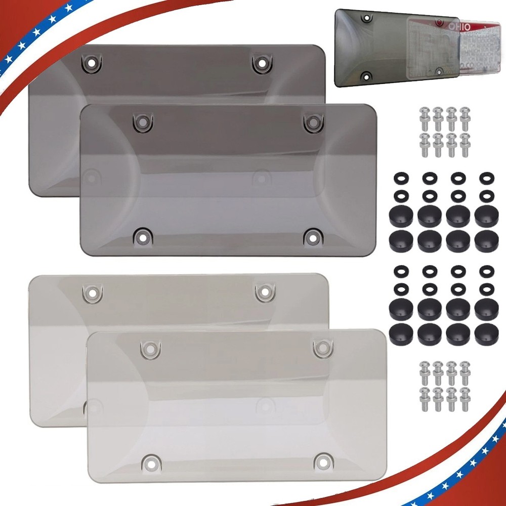 2Pcs Unbreakable License Plate Bubble Covers Universal Fitment Protector License