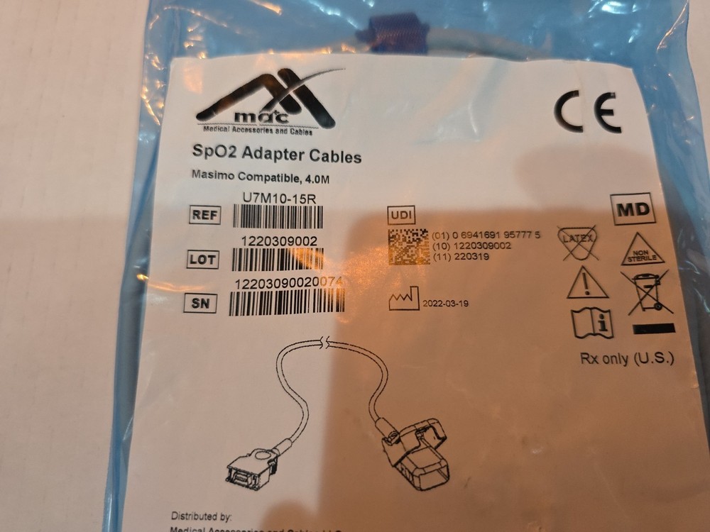 U7M10-15R SpO2 ADAPTER CABLE - MASIMO COMPATIBLE, 4m - NEW