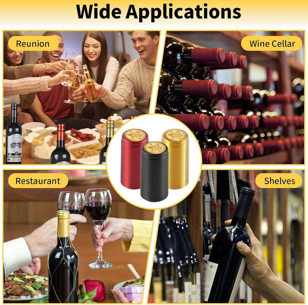 120 Pcs PVC Hear Shrink Capsules Seals Wine Bottle Shrink Caps for Wine Making