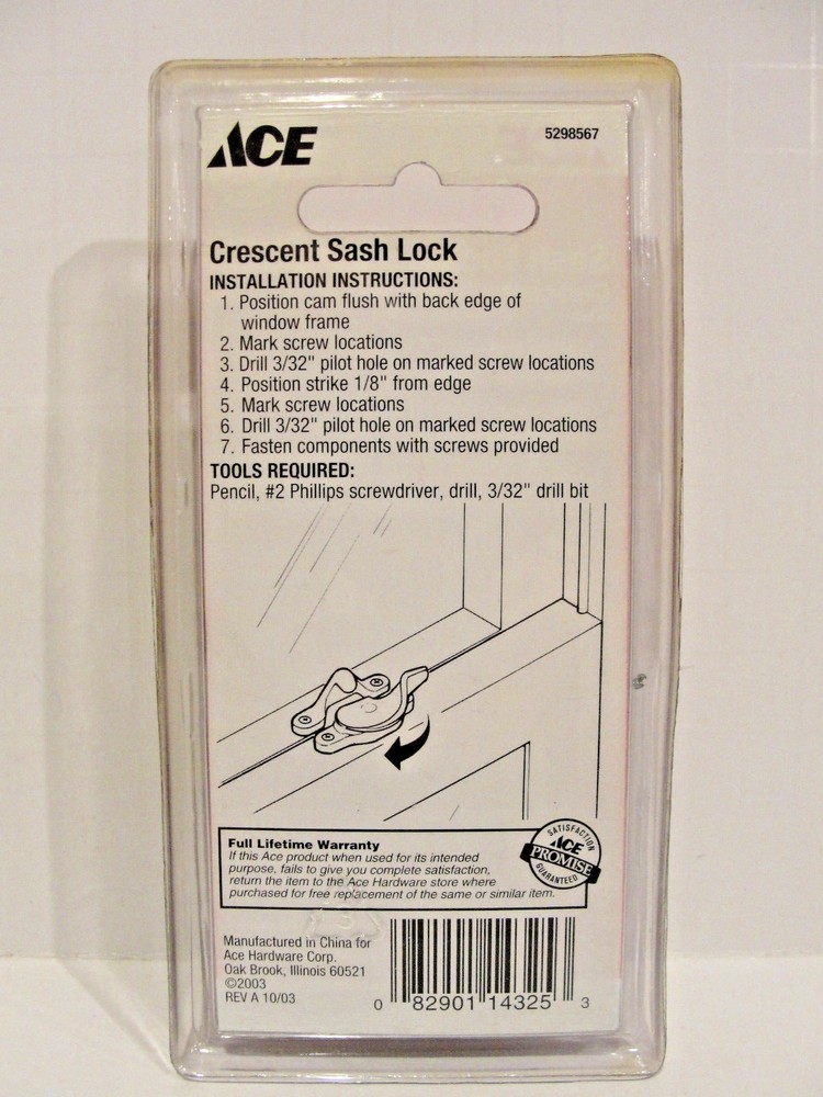 ACE 5298567 Sash Lock Crescent, White