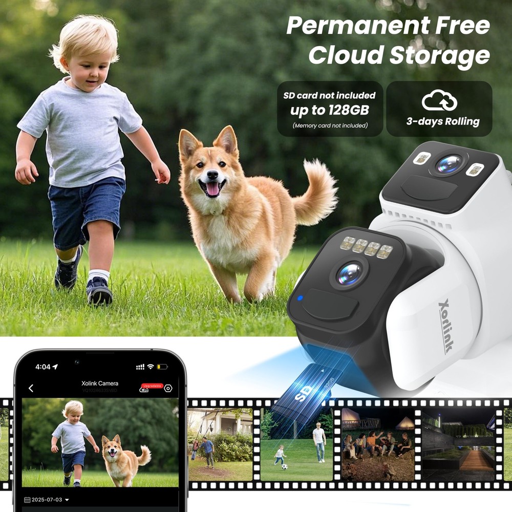 4K/8MP Solar Security Camera, 360° View Outdoor Camera, Waterproof PIR Detect...